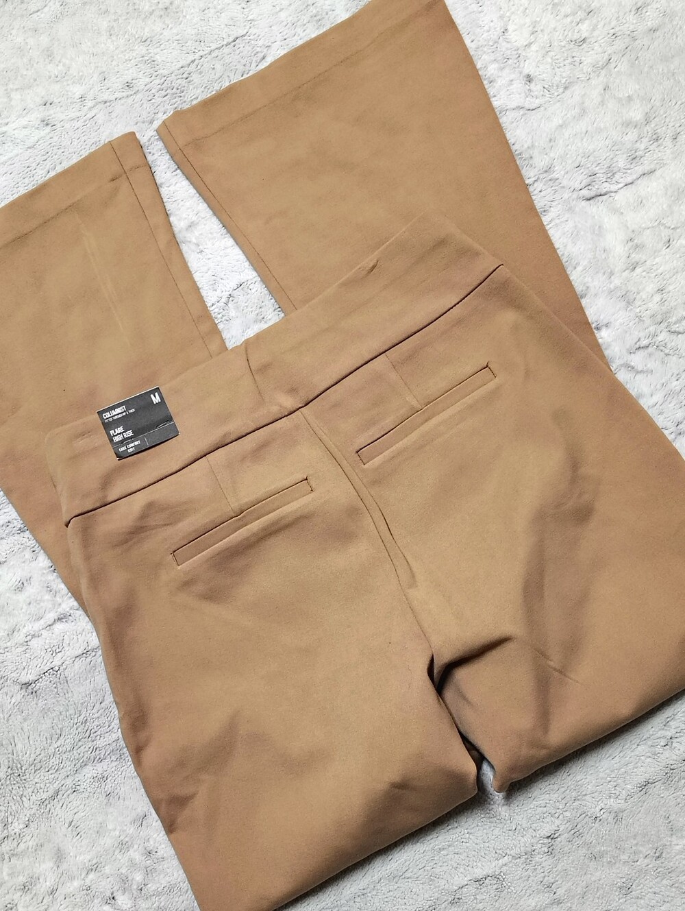 NWT Express Columnist High-rise Flare Pants Tan Luxe Comfort Knit Womens Medium - Picture 7 of 7